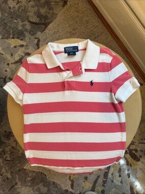 Polo by Ralph Lauren White & Pink Striped Kids Polo